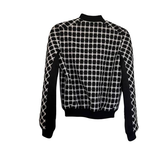 Maje Black White Check Plaid Zip Up Bomber Jacket Women’s Size 36/Small - Picture 3 of 9